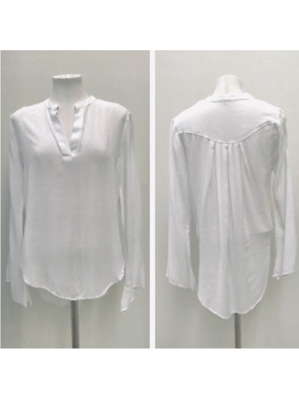 Cloth & Stone White Hi Low V Neck Bell Sleeve Top